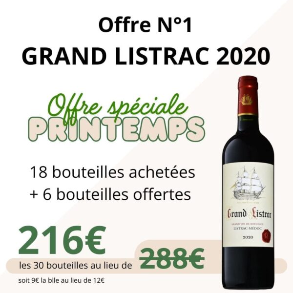 Grand Listrac, vin rouge AOp Listrac dans le Médoc